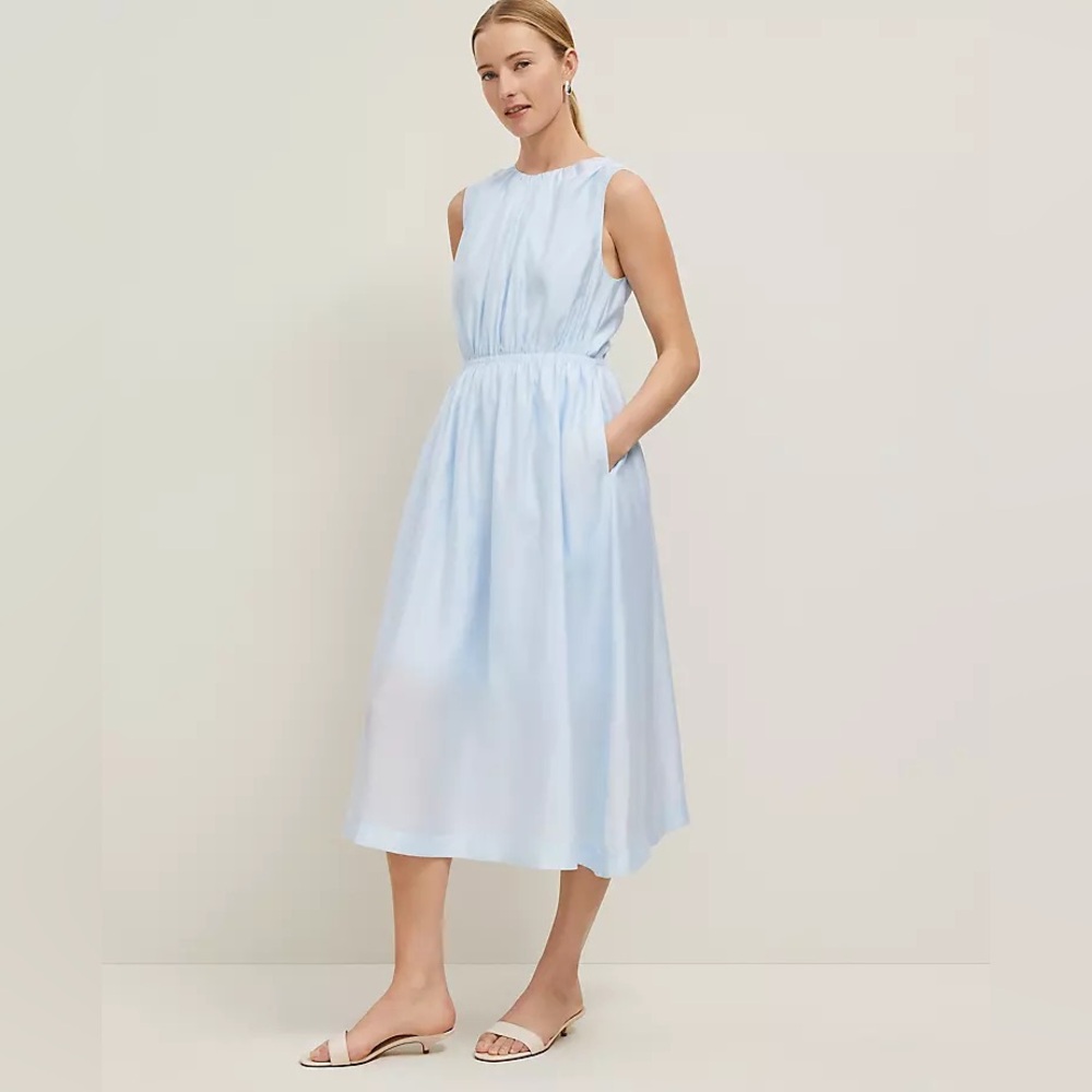 XL Ann Taylor Crew Neck Pocket Dress in Zephyr Blue New With Tags